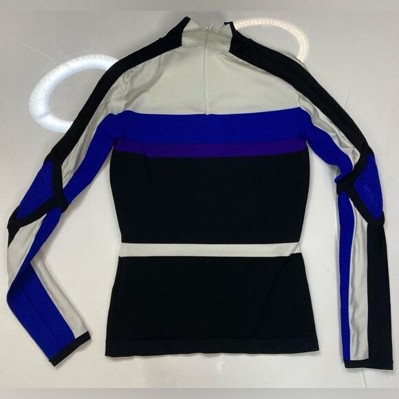 Versace Stretchy Turtleneck Top Women Size 6 or 40 Multicolor Long Sleeve - Picture 5 of 14